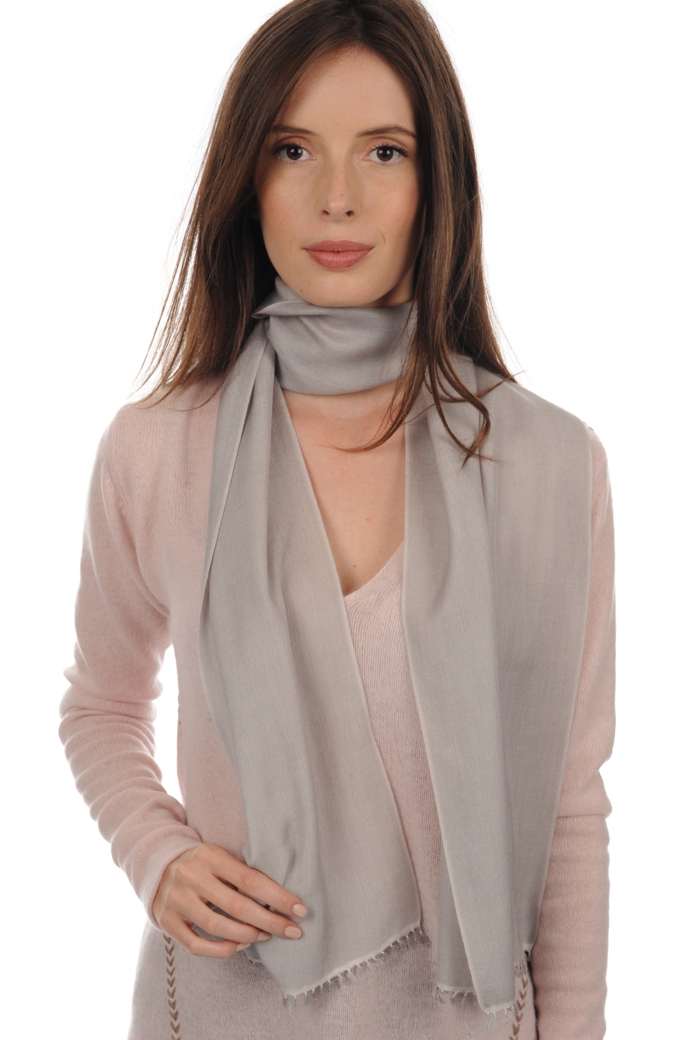 Cashmere & Seide accessoires scarva lichtgrau 170x25cm